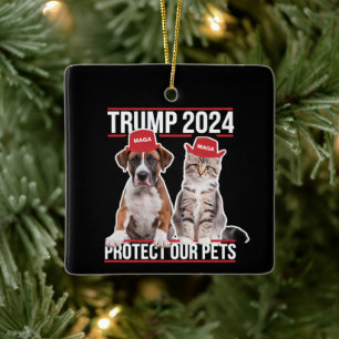 Trump 2024 Bescherm onze huisdieren Kattenhonden M Keramisch Ornament