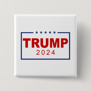 Trump 2024 Classic Rechthoek Logo Vierkante Button 5,1 Cm