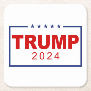 Trump 2024 Classic Rechthoek Logo Vierkante Kartonnen Onderzetter