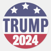 Trump 2024 Classic ronde Stickers (Voorkant)