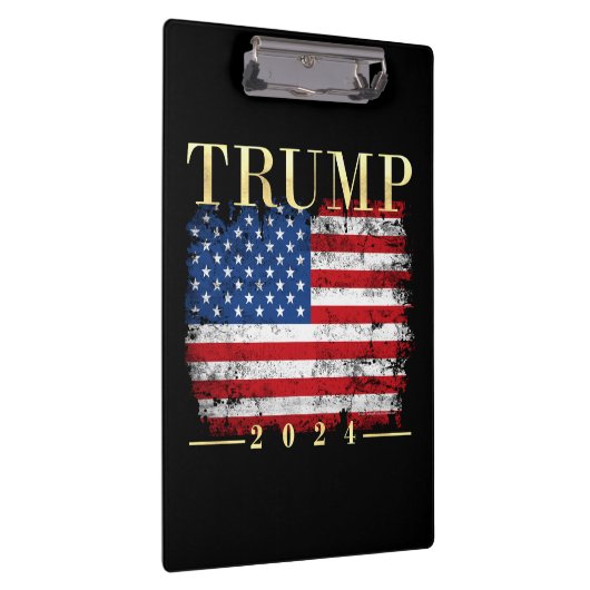 Trump 2024 Elegante gouden Amerikaanse vlag Klembord (Rechts)