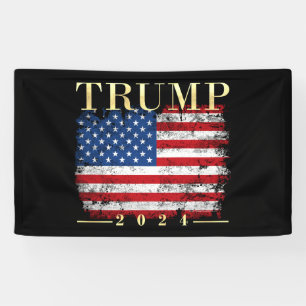 Trump 2024 Elegante gouden Amerikaanse vlag Spandoek