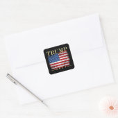 Trump 2024 Elegante gouden  Amerikaanse vlag Vierkante Sticker (Envelop)