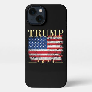 Trump 2024 Elegante gouden  vlag iPhone 13 Hoesje