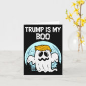 Trump 2024 Haar Grappige Ghost Halloween Boo Kaart (Gele Bloem)