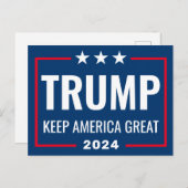 Trump 2024 Keep America Great - blue red Briefkaart (Voorkant / Achterkant)