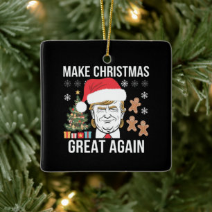 Trump 2024 maakt kerst weer geweldig keramisch ornament
