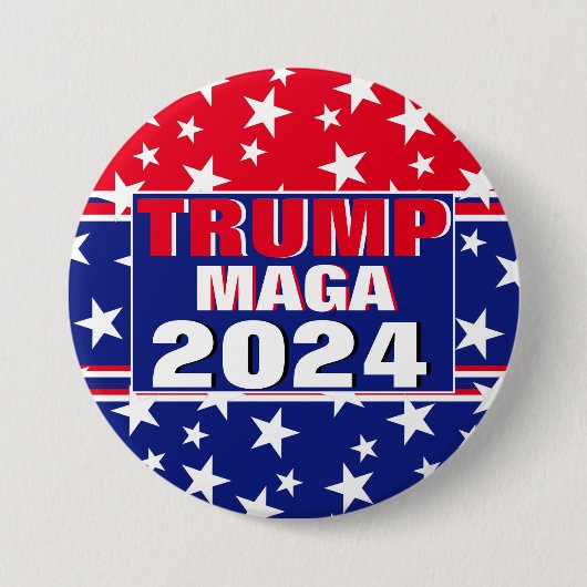 TRUMP 2024 MAGA RONDE BUTTON 7,6 CM (Voorkant)
