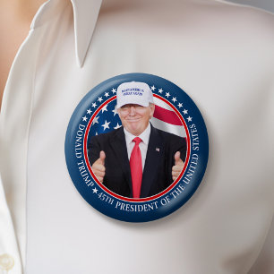 Trump 2024 met MAGA Pet en Thumbs Up Foto Ronde Button 5,7 Cm