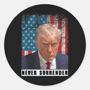 Trump 2024 Mok Shot President Never Surrender Flag Ronde Sticker