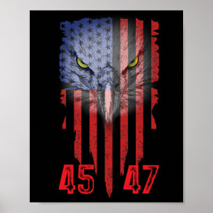 Trump 2024 President 45 en 47 Amerikaanse vlag Tru Poster