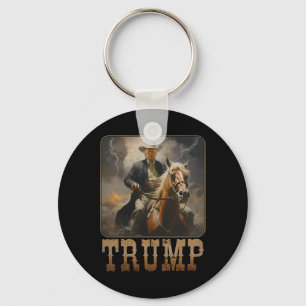 Trump 2024 President Cowboy Riding Horse Western U Sleutelhanger