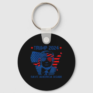 Trump 2024 Red Amerika opnieuw Amerikaanse vlag Sleutelhanger