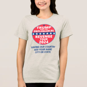 Trump 2024 Revenge Tour Deplorables gepersonalisee Tri-Blend Shirt