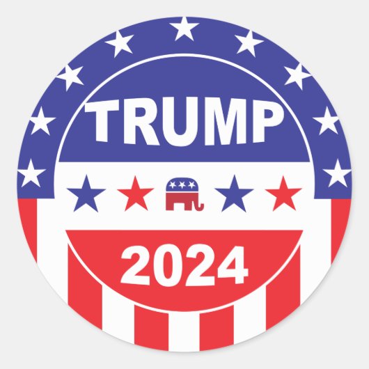 TRUMP 2024 RONDE STICKER (Voorkant)
