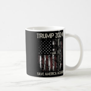 Trump 2024 Save America Again Amerikaanse vlag Pis Koffiemok
