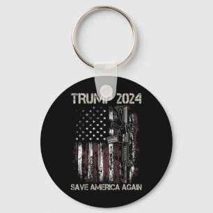 Trump 2024 Save America Again Amerikaanse vlag Pis Sleutelhanger