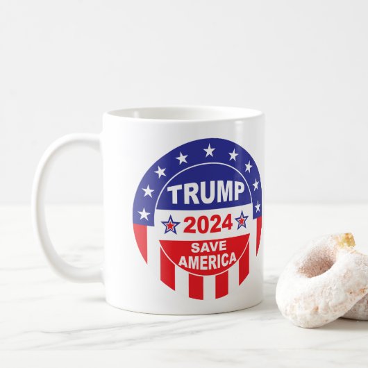 TRUMP 2024 SAVE AMERICA KOFFIEMOK (Met donut)