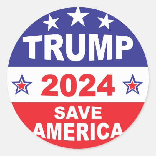 TRUMP 2024 SAVE AMERICA RONDE STICKER (Voorkant)