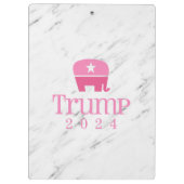 Trump 2024 Schattige roze olifant Klembord (Achterkant)