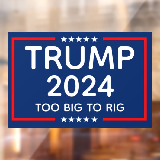 Trump 2024 te groot om te manipuleren raamsticker (Vel 2)