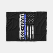 Trump 2024 Terug De Blauwe Dunne Blauwe Lijn Ameri Fleece Deken (Voorkant (Horizontaal))