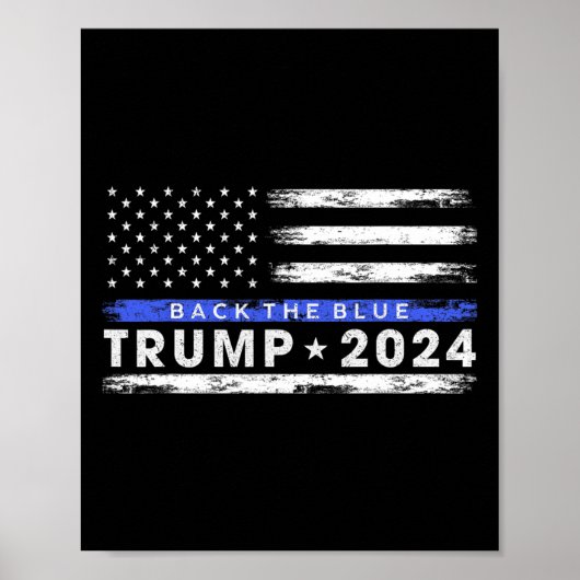 Trump 2024 Terug De Blauwe Dunne Blauwe Lijn Ameri Poster (Voorkant)