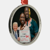 Trump 2024 Uw gepersonaliseerde foto Kerstmis Metalen Ornament (Rechts)