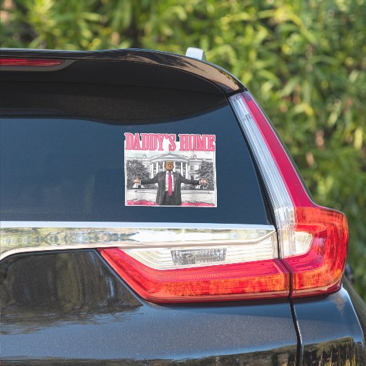 Trump 2024 Verkiezing Daddy's Home Roze Sticker (Auto Zijkant)