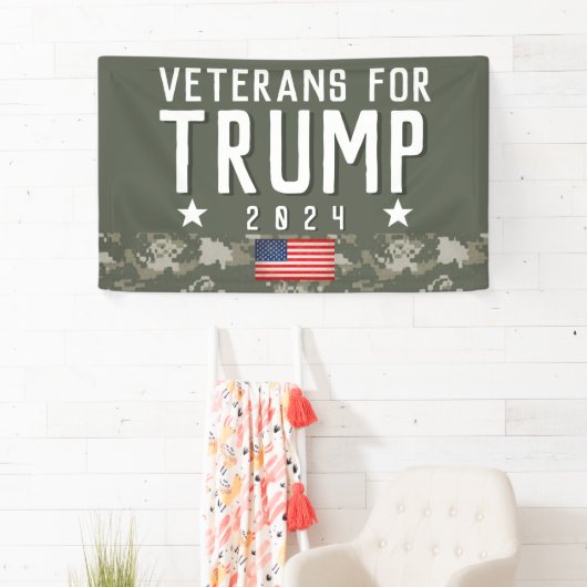 Trump 2024 Veteranen voor Trump Camo Spandoek (Insitu)