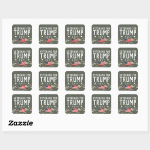 Trump 2024 Veteranen voor Trump Camo Vierkante Sticker