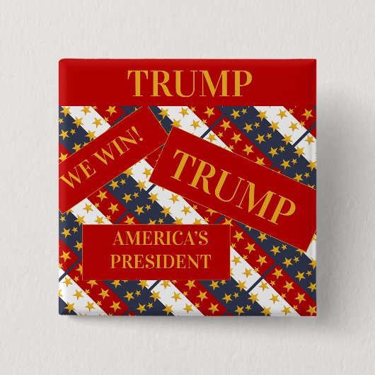 TRUMP 2024 VIERKANTE BUTTON 5,1 CM (Voorkant)