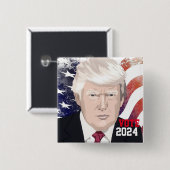 Trump 2024 vierkante button 5,1 cm (Voorkant /achterkant)