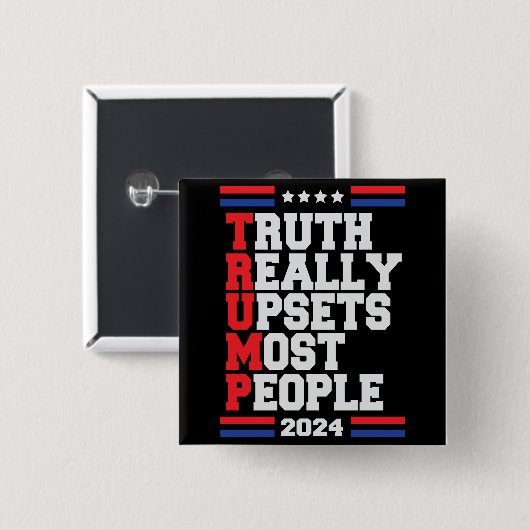 Trump 2024 vierkante button 5,1 cm (Voorkant /achterkant)