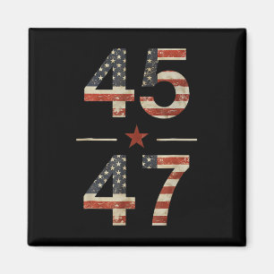 Trump 2024 Vintage 45 47 Amerika Vlag Shirt voor W Magneet