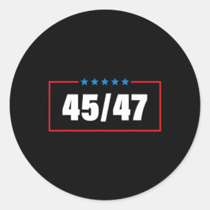 Trump 2024 Vintage 45 47 Amerika Vlag Shirt voor W Ronde Sticker