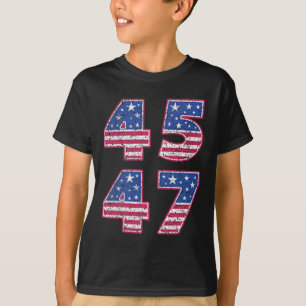 Trump 2024 Vintage 45 47 Amerika Vlag T-shirt voor