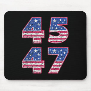 Trump 2024 Vintage 45 47 Amerika Vlag T-shirt voor Muismat