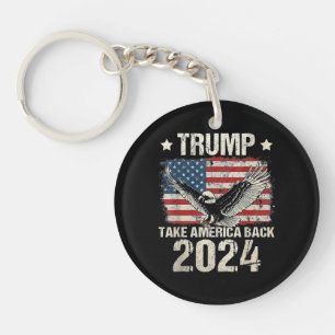 Trump 2024 vlag neem Amerika terug mannen vrouwen Sleutelhanger