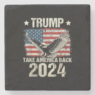 Trump 2024 vlag neem Amerika terug mannen vrouwen Stenen Onderzetter