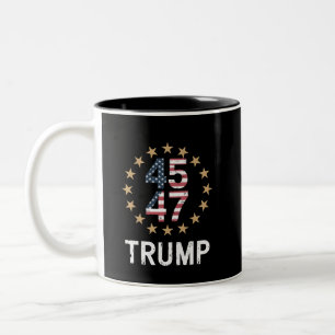 Trump 2024 Vlag Neem Amerika Terug Trump 45 47 Tweekleurige Koffiemok