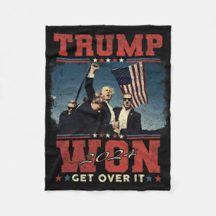 Trump 2024 won Get Over It Uni-volwassenen - Zwart Fleece Deken