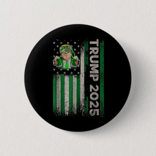 Trump 2025 Amerikaanse Vlag Vintage St. Patricks D Ronde Button 5,7 Cm