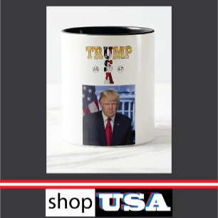 Trump 2025 Gold Portrait Mug ☕ USA 45 47