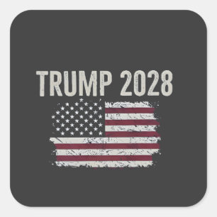 Trump 2028 Amerikaanse vlag Verkiezing President Vierkante Sticker