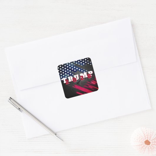 Trump 2028 met sterren vierkante sticker (Envelop)