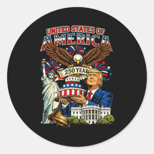 Trump 250e verjaardag van Amerika 250 jaar 4e juli Ronde Sticker