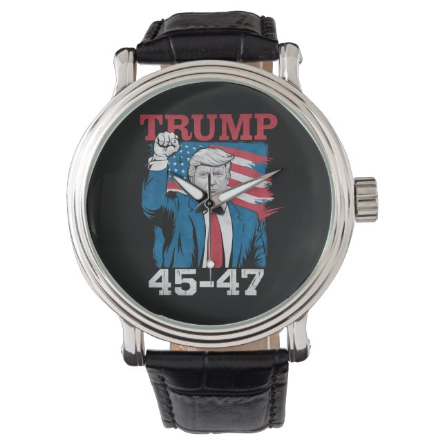 Trump 45 47  Amerikaanse vlag Horloge (Voorkant)