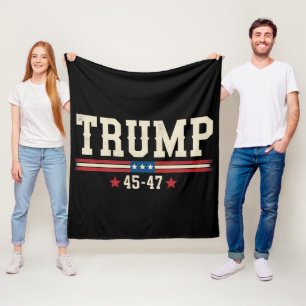 Trump 45 47 Amerikaanse Vlag Retro Vintage Fleece Deken