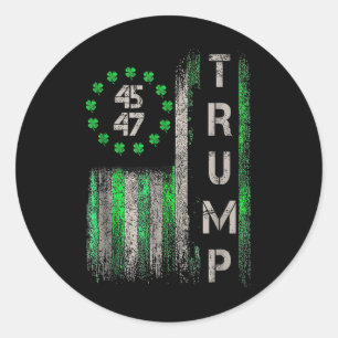 Trump 45 47 Amerikaanse vlag  St. Patricks Day Ronde Sticker